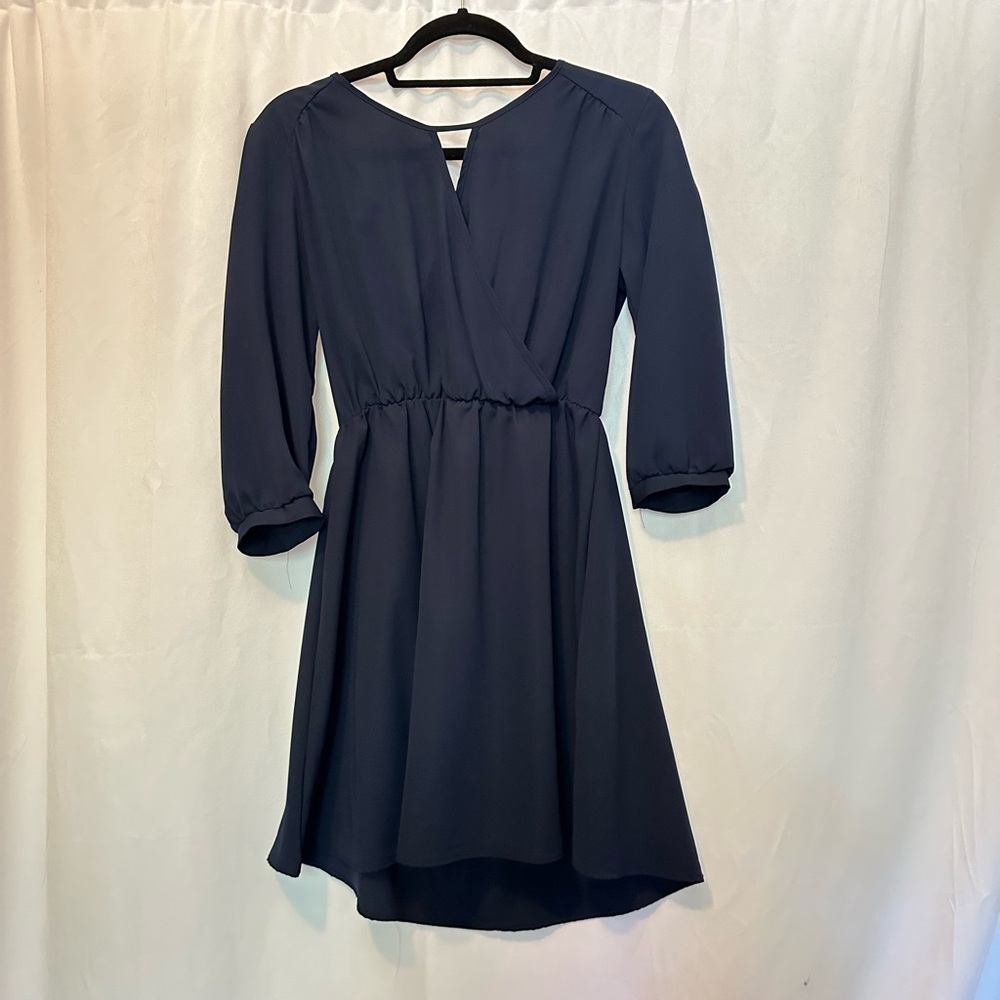 Lush Navy Long Sleeve Dress